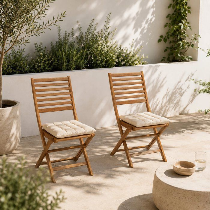 Set aus 2 zusammenklappbaren Gartenstühlen aus FSC-Eukalyptus — 57,5 x 46,5 x 90 cm