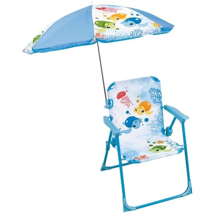Gartenmöbel - FUN HOUSE - Ma Petite Carapace Tortue Stuhl H.53 x L.38,5 x T.37,5 cm mit 65 cm Sonnenschirm - Für Kinder!