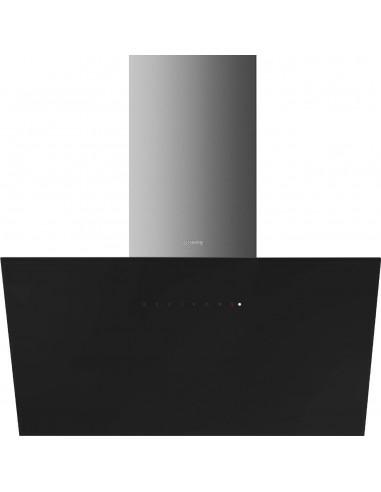 Smeg 90 CM 164W Dunstabzugshaube zur Wandmontage MIT SCHWARZER LED-LEUCHTE AUS EDELSTAHL KICV90BL2