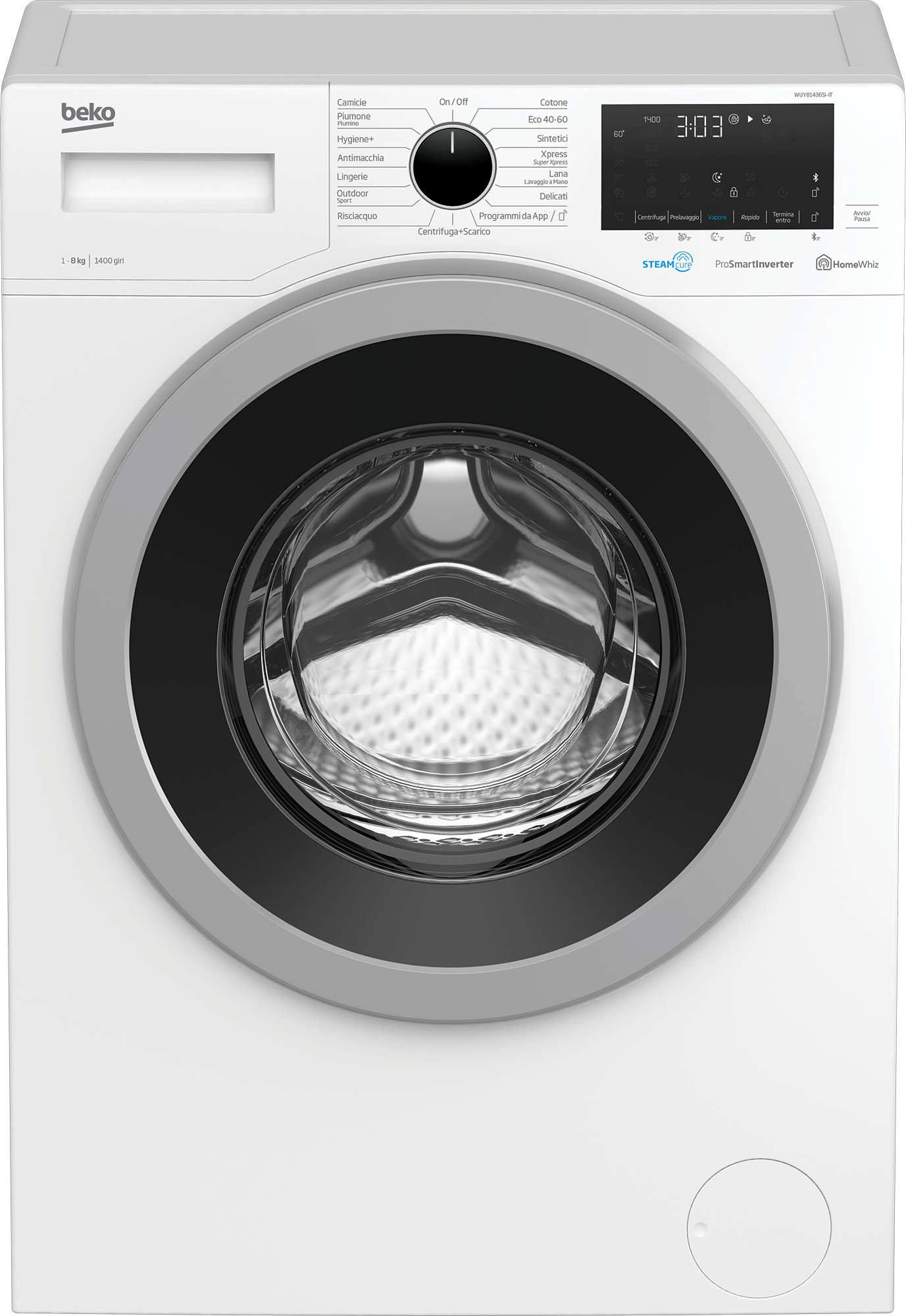 Waschmaschine 8 kg Beko STEAMCURE C DAMPFINVERTER 1400 U/min WUY81436SI-IT