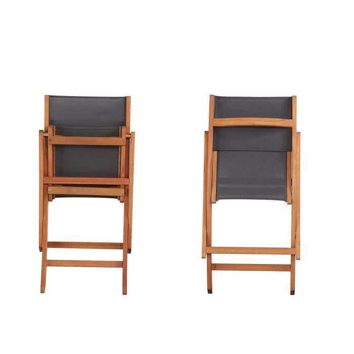 Set mit 2 Stühlen aus FSC-Akazienholz und Textilen - Grau