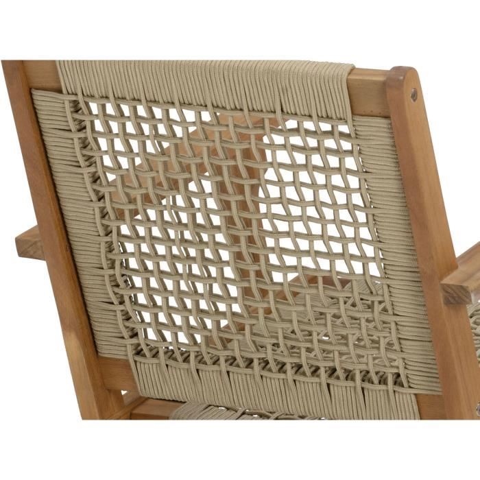 Niedriger Sessel aus FSC-Akazienholz und geflochtenem Harz - 1 Person - Merida - Olivgrün