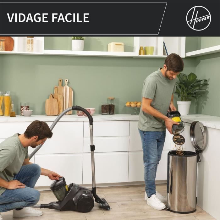 Staubsauger ohne Beutel - HOOVER - HP321PAF - 850 W - 75 dBA - 2 L - Grau