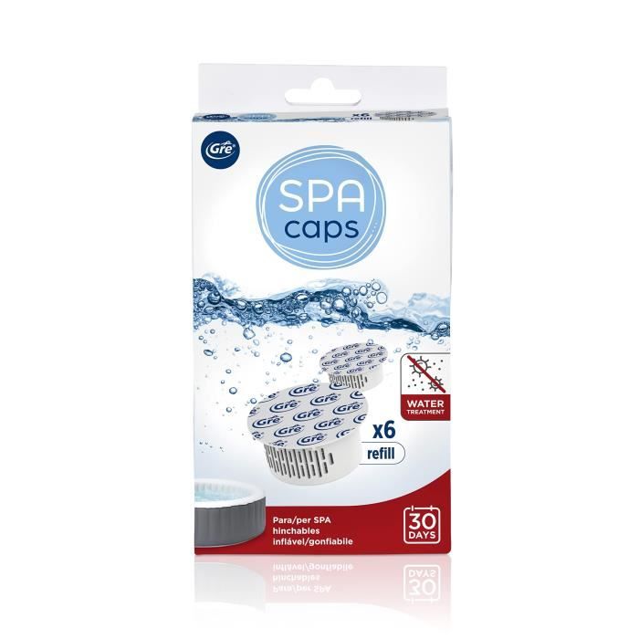 GRE SPA CAPS Nachfüllpackungen zur Desinfektion von aufblasbaren Whirlpools - chlorfrei - 6 Kapseln