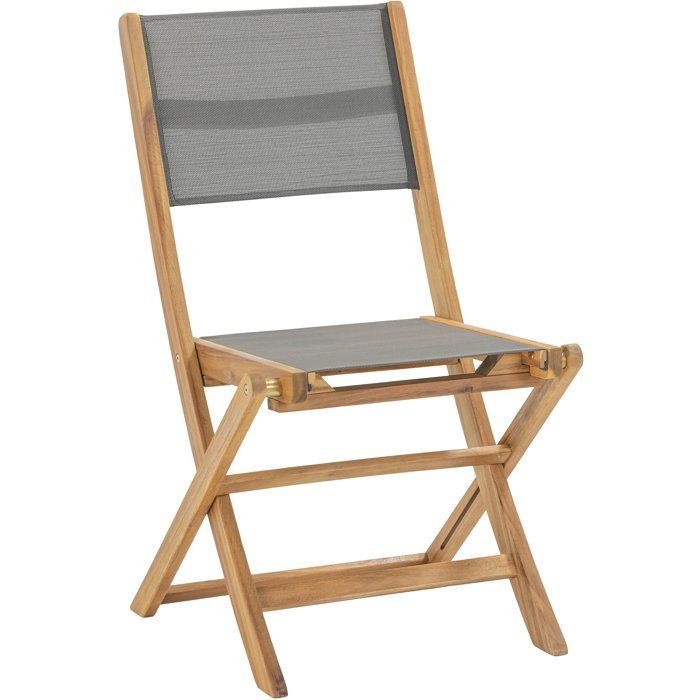 Set mit 2 Stühlen aus FSC-Akazienholz und Textilen - Grau
