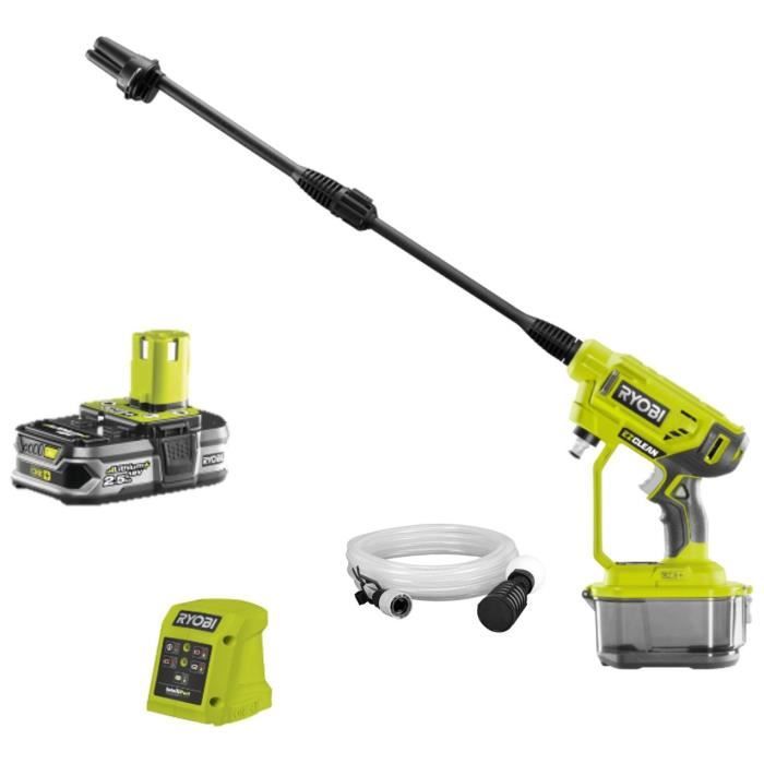 RYOBI ONE+ 18-V-RY18PW22A-125 batteriebetriebene Hochdruckpistole — 22 bar — 182 l — 1 18-V-2,5-Ah-Akku und 1 1,5-A-Ladegerät