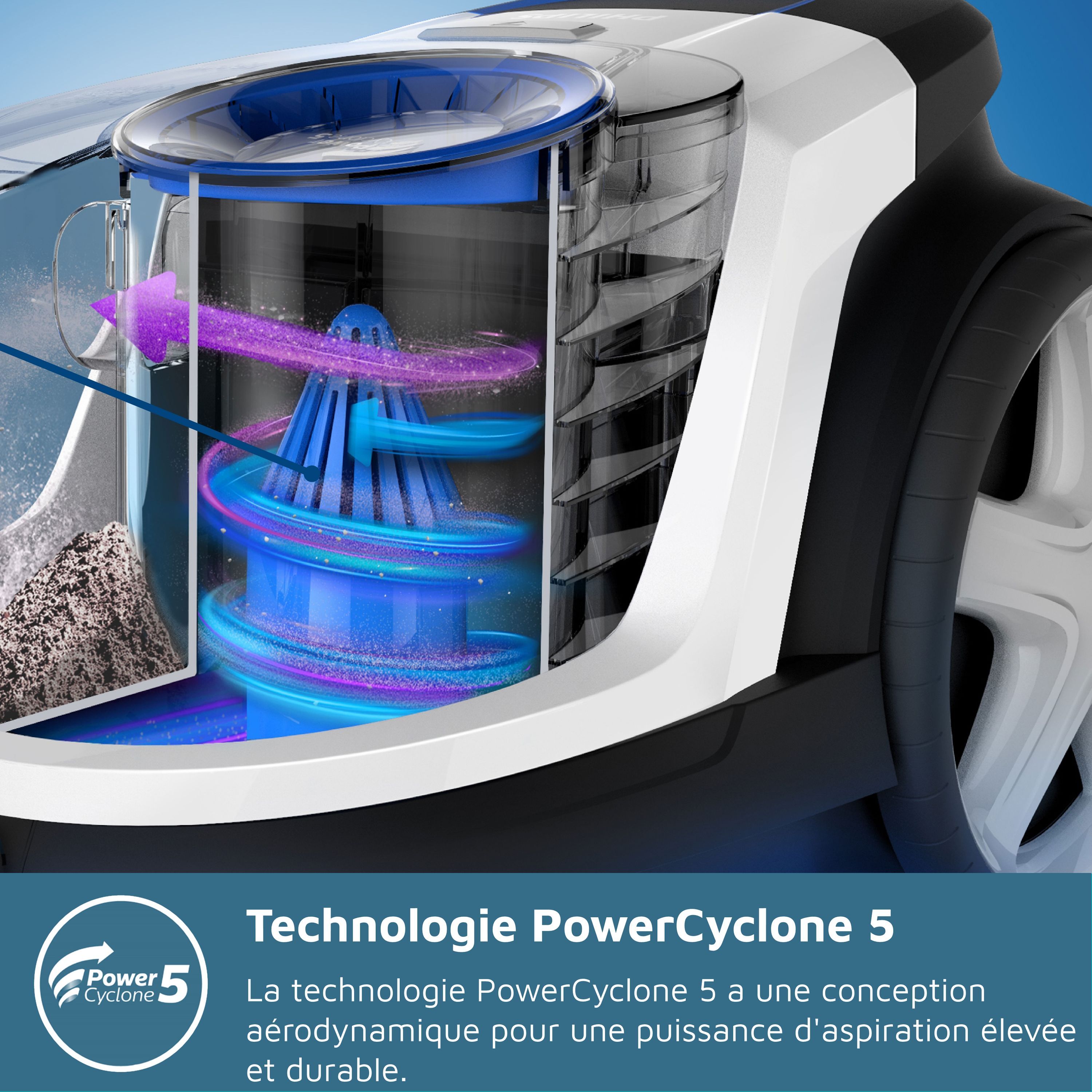 Staubsauger ohne Beutel - PHILIPS FC9331/09 - 900 W - 1,5 L - Schwarz und Tiefblau