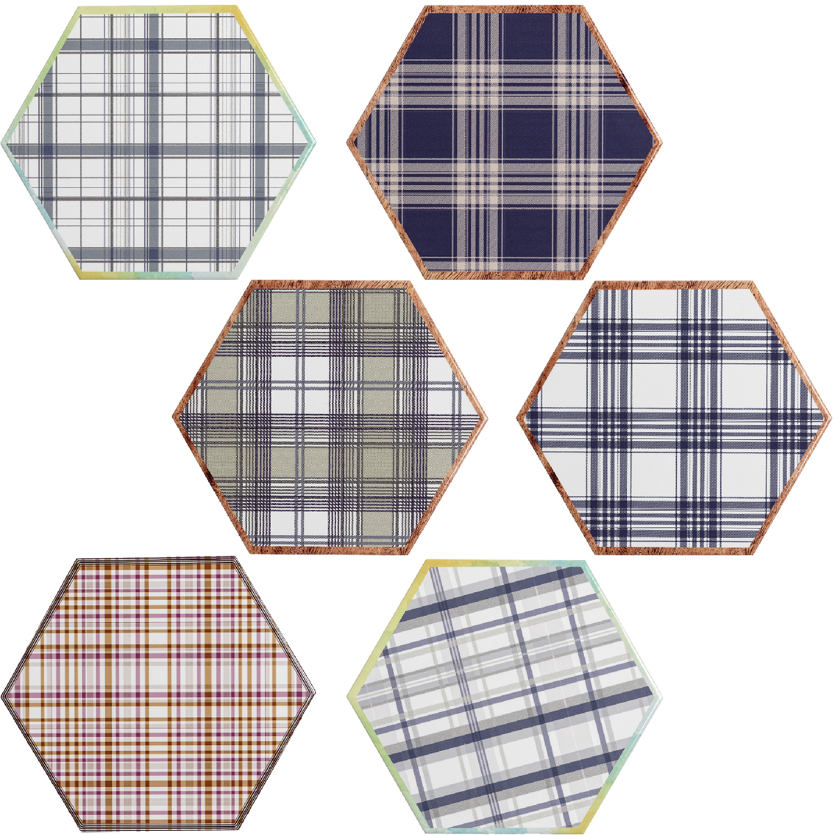 Sechseckiger Untersetzer mit goldener Oberfläche Ø 20 cm - Majolika