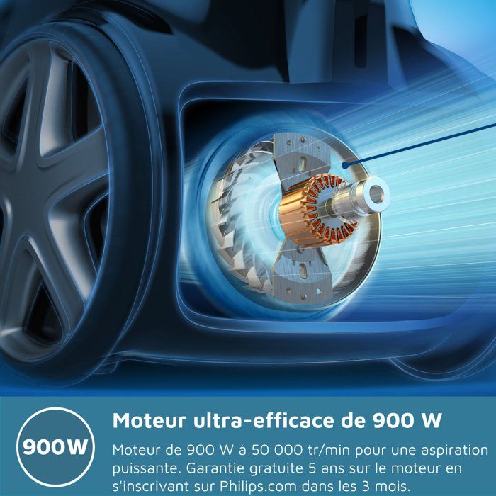 Staubsauger ohne Beutel - PHILIPS FC9331/09 - 900 W - 1,5 L - Schwarz und Tiefblau