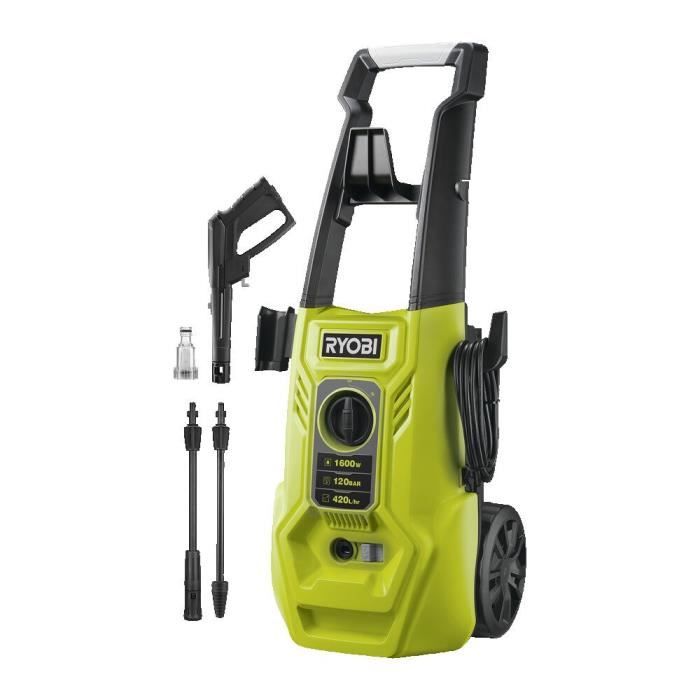 Hochdruckreiniger 1600 W 120 bar — 420 L — Flexibel, 5 m — integrierter Waschmitteltank mit 0,9 l Fassungsvermögen — Vario Lance — Turbo Lance