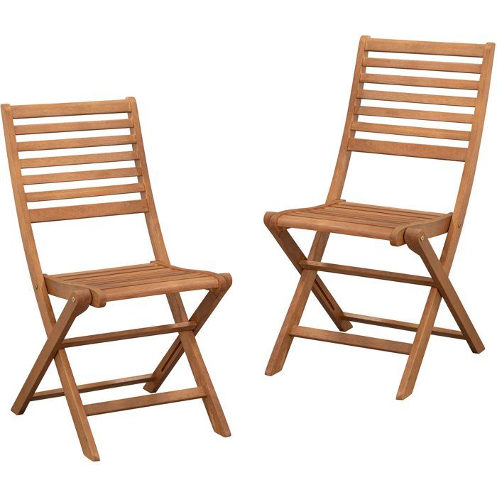 Set aus 2 zusammenklappbaren Gartenstühlen aus FSC-Eukalyptus — 57,5 x 46,5 x 90 cm