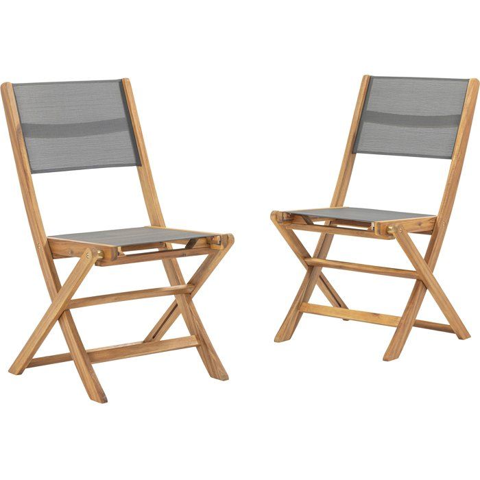 Set mit 2 Stühlen aus FSC-Akazienholz und Textilen - Grau