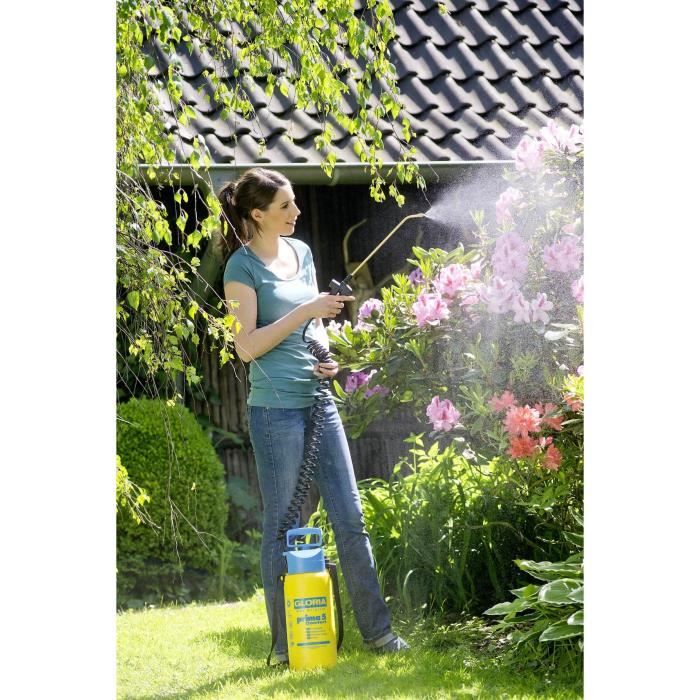 GLORIA - Prima 5 Comfort - 5-Liter-Druckzerstäuber mit Messinglanze und Düse und 2m50-Spiralrohr