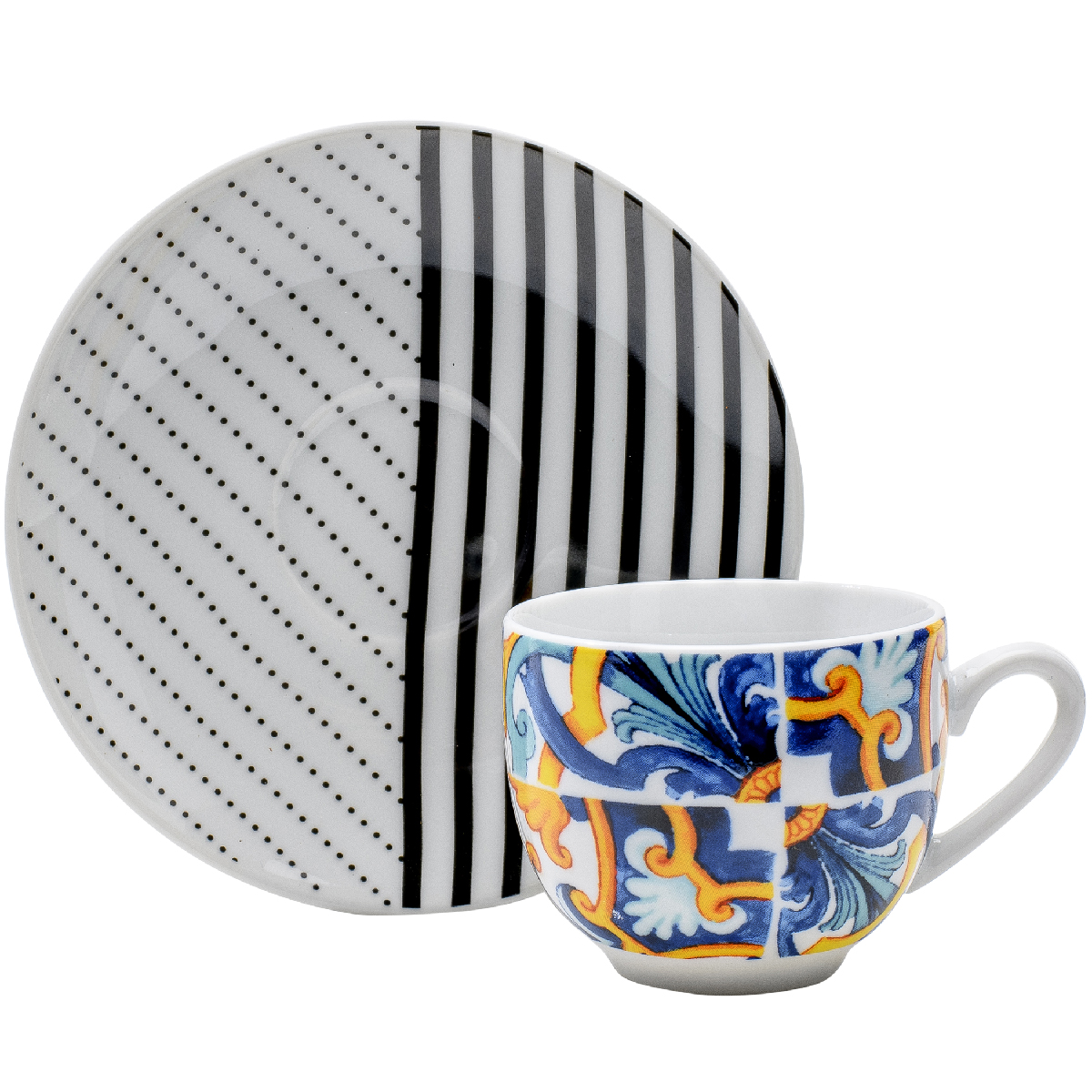 Set mit 6 Kaffeetassen mit Untertasse 90 ml - Milano-Bari