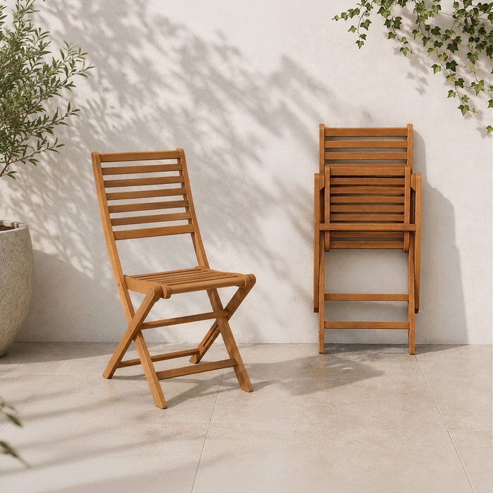 Set aus 2 zusammenklappbaren Gartenstühlen aus FSC-Eukalyptus — 57,5 x 46,5 x 90 cm