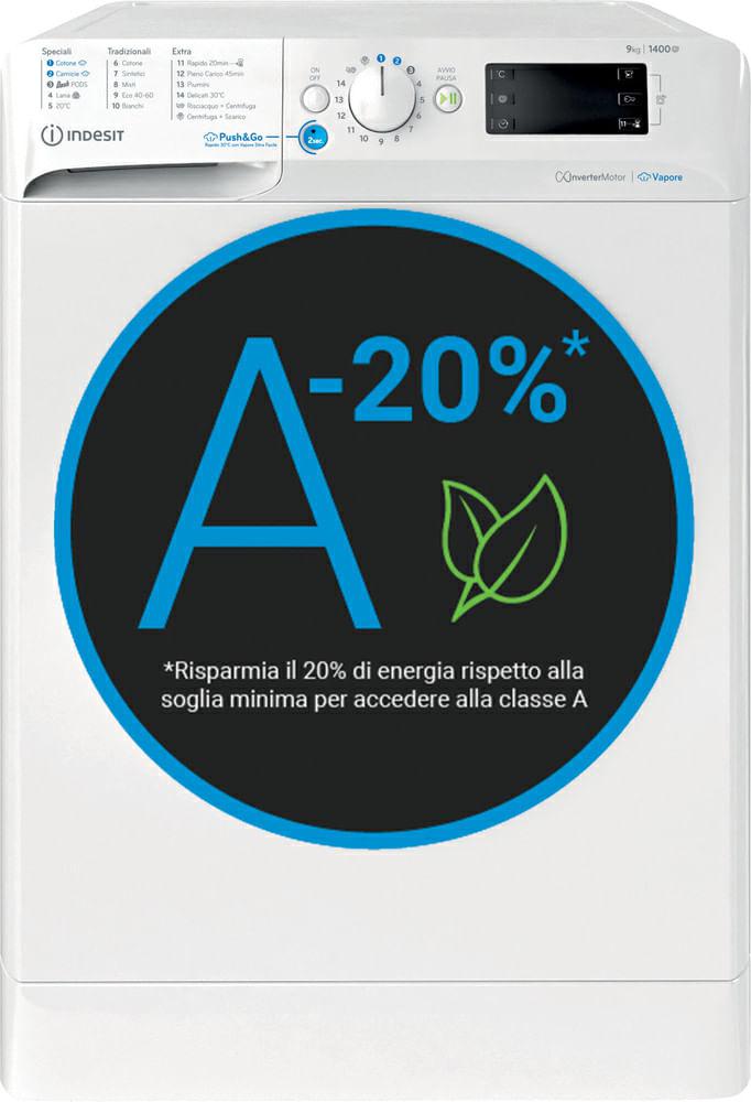 INDESIT LAVATRICE 9KG INVERTER VAPORE A-20% 1400GIRI BWE 91498X WKV