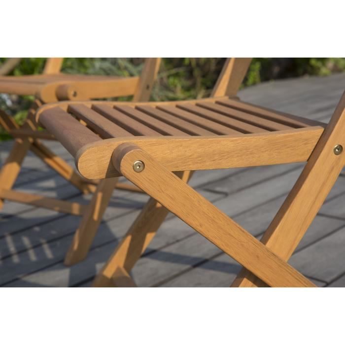 Set aus 2 zusammenklappbaren Gartenstühlen aus FSC-Eukalyptus — 57,5 x 46,5 x 90 cm