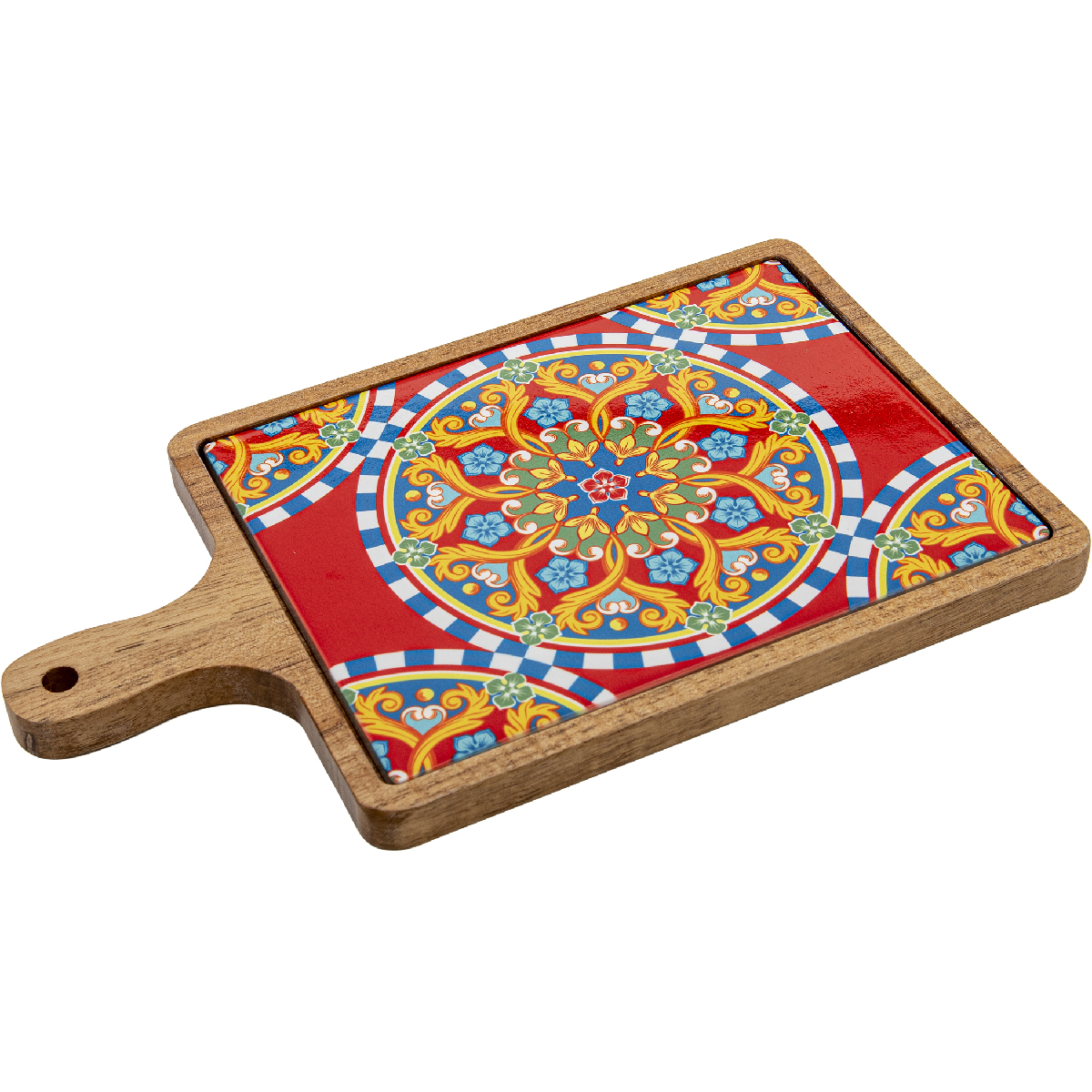 Käsebrett mit Holzsockel und Keramikeinsatz 29 x 17 cm - Etna