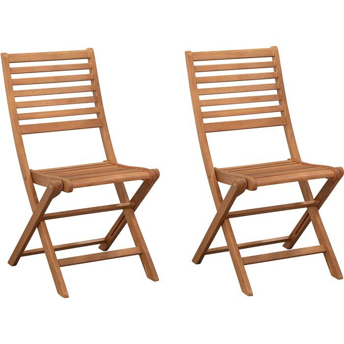 Set aus 2 zusammenklappbaren Gartenstühlen aus FSC-Eukalyptus — 57,5 x 46,5 x 90 cm