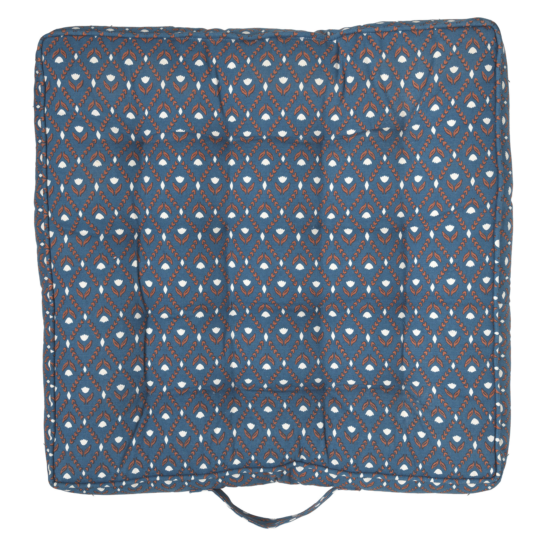 Kissen aus Baumwollleinen. Blumendruck mit genähtem Rand Herausnehmbares Futter und Polyesterpolsterung. 50 x 50 x H 8 cm - Pratum