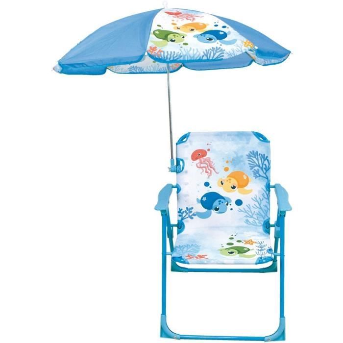 Gartenmöbel - FUN HOUSE - Ma Petite Carapace Tortue Stuhl H.53 x L.38,5 x T.37,5 cm mit 65 cm Sonnenschirm - Für Kinder!