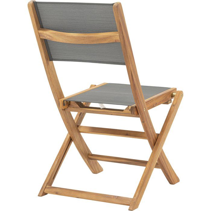 Set mit 2 Stühlen aus FSC-Akazienholz und Textilen - Grau