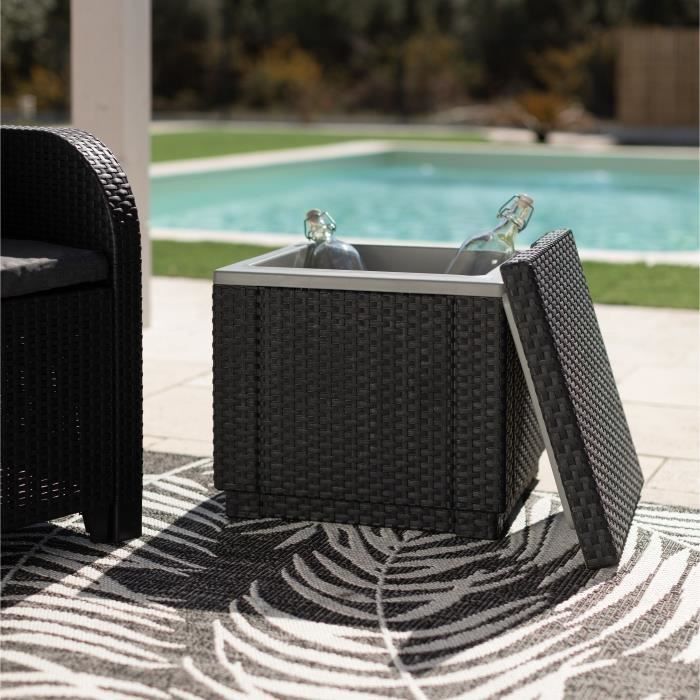 ALLIBERT Couchtisch aus geflochtenem Kunstharz - Grau