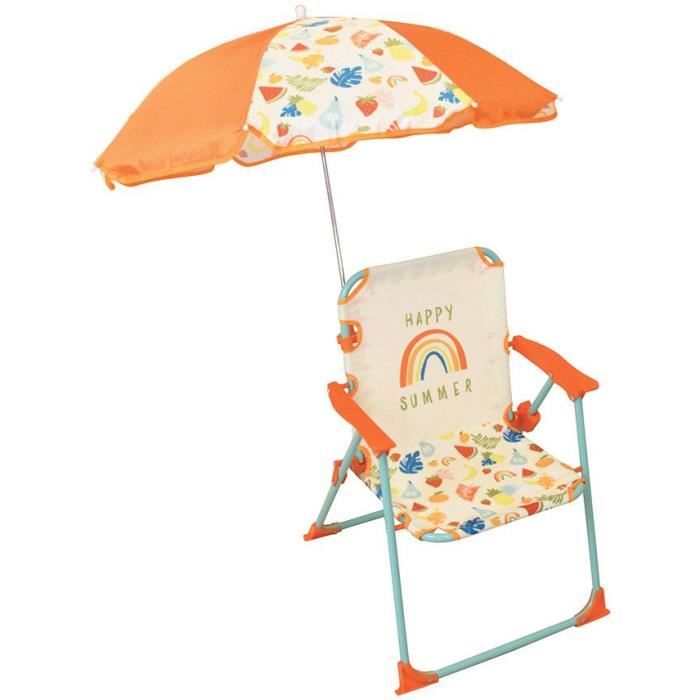 FUN HOUSE Faltbarer Campingstuhl von Fruity mit Sonnenschirm - H.38,5 x L.38,5 x D.37,5 cm + Sonnenschirm ø 65 cm - Für Kinder