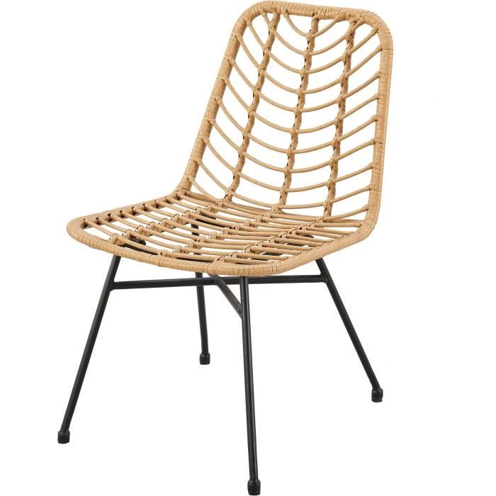 Set aus 2 Gartenstühlen — natürliches Imitat aus Rattan — Stahlrahmen — B63,5 x H 86 x T 48 cm