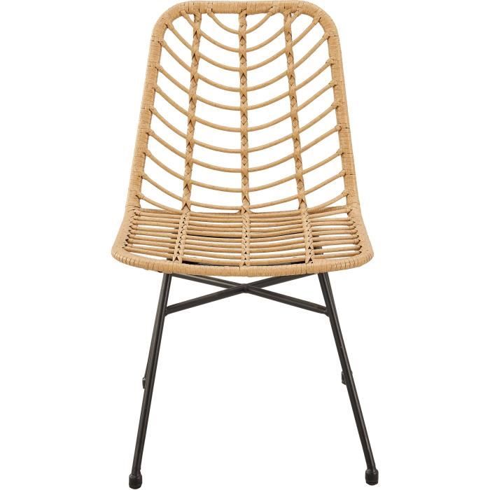 Set aus 2 Gartenstühlen — natürliches Imitat aus Rattan — Stahlrahmen — B63,5 x H 86 x T 48 cm