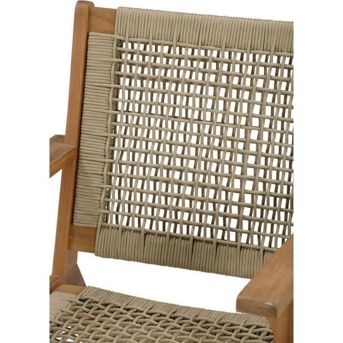 Niedriger Sessel aus FSC-Akazienholz und geflochtenem Harz - 1 Person - Merida - Olivgrün