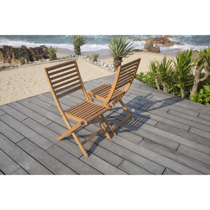 Set aus 2 zusammenklappbaren Gartenstühlen aus FSC-Eukalyptus — 57,5 x 46,5 x 90 cm