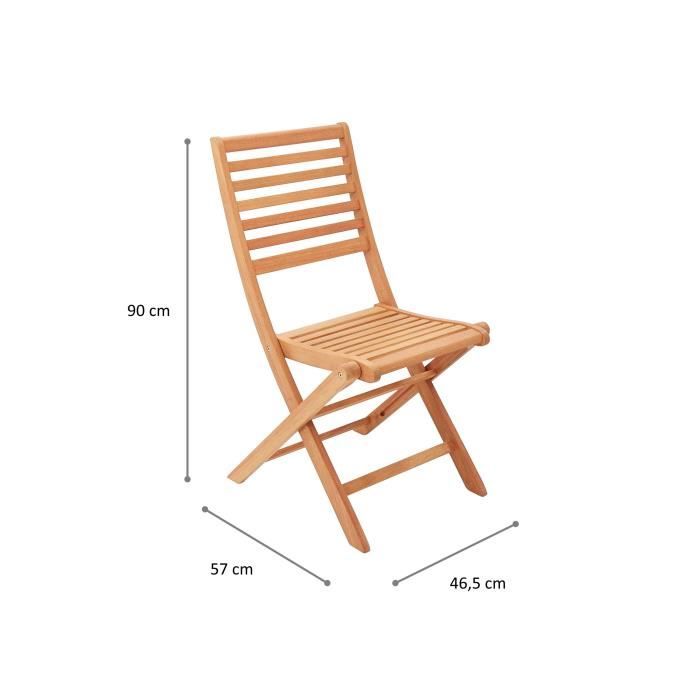 Set aus 2 zusammenklappbaren Gartenstühlen aus FSC-Eukalyptus — 57,5 x 46,5 x 90 cm