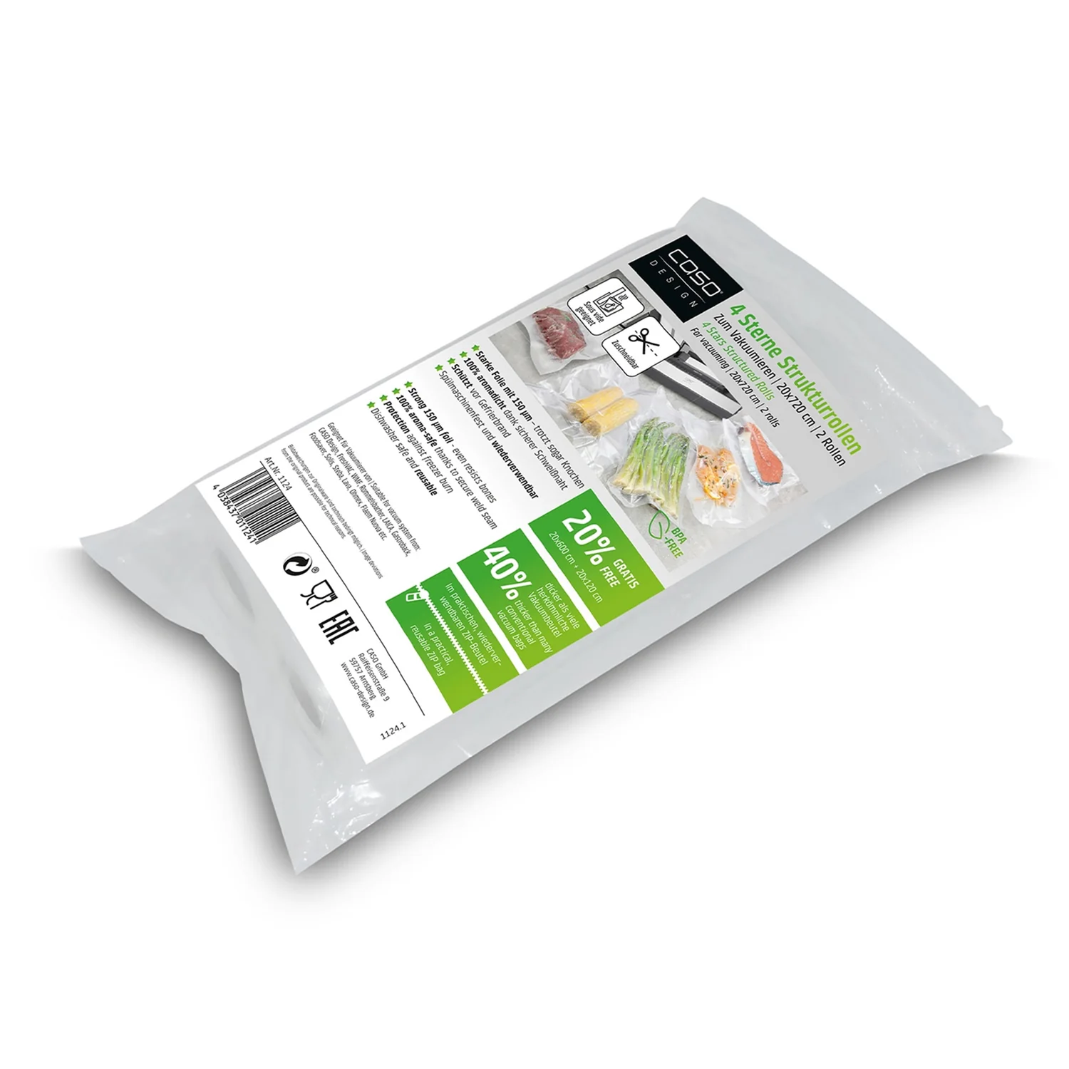 Confezione 2 rotoli per sottovuoto 20 cm goffrati