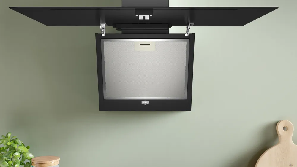 Cappa cucina a mura BoschIN VETRO 80CM 220W LUCE LED NERO DWK85DK60