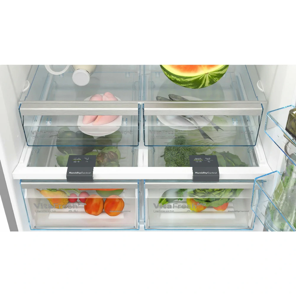 Bosch 631 LT AND TOTAL NO FROST Kombi-Kühlschrank, freistehend, 86 CM, STAHL, KGN86VIEA