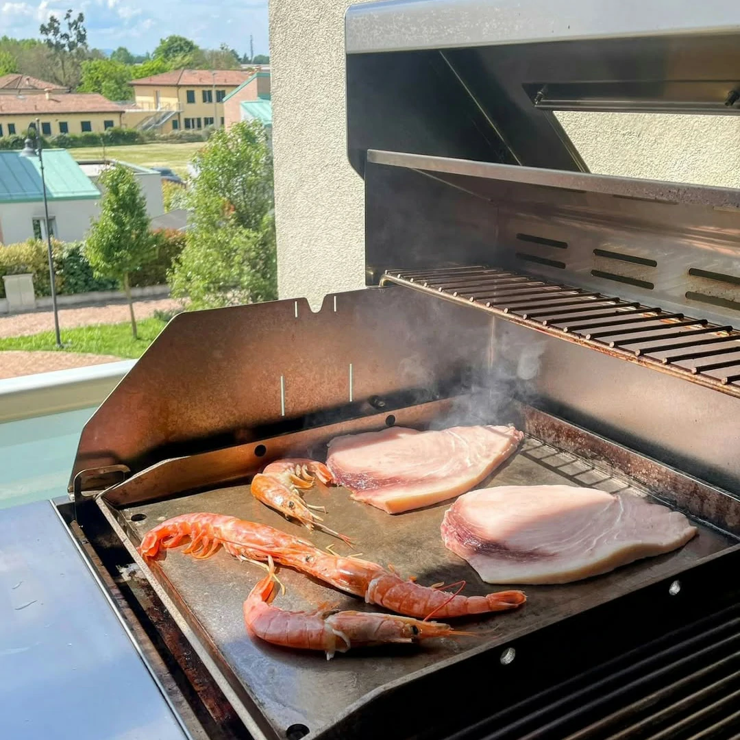 Fry Top 750 Gasgrill, 4 Brenner, Speckstein