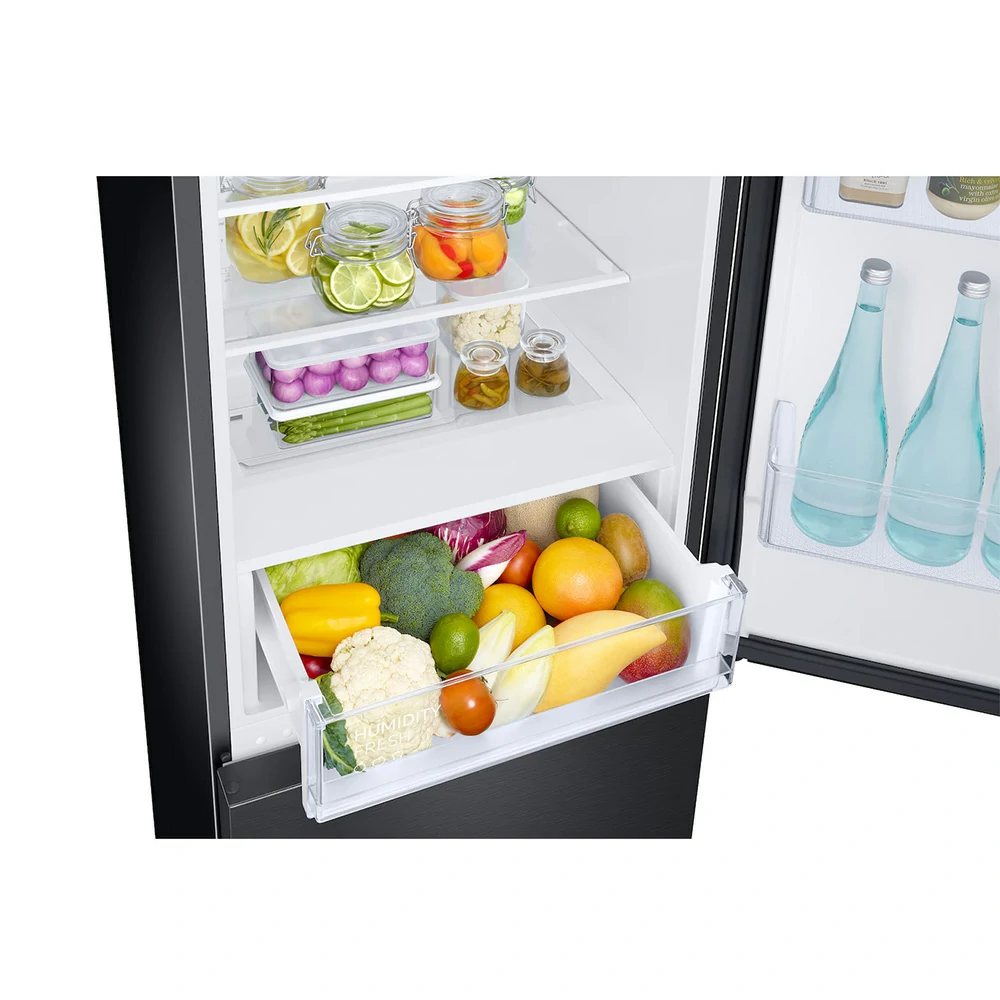 Samsung TOTAL NO FROST 344 LT, 60 CM UND SCHWARZ, Kombi-Kühlschrank, freistehend, RB33B612EBN/EF