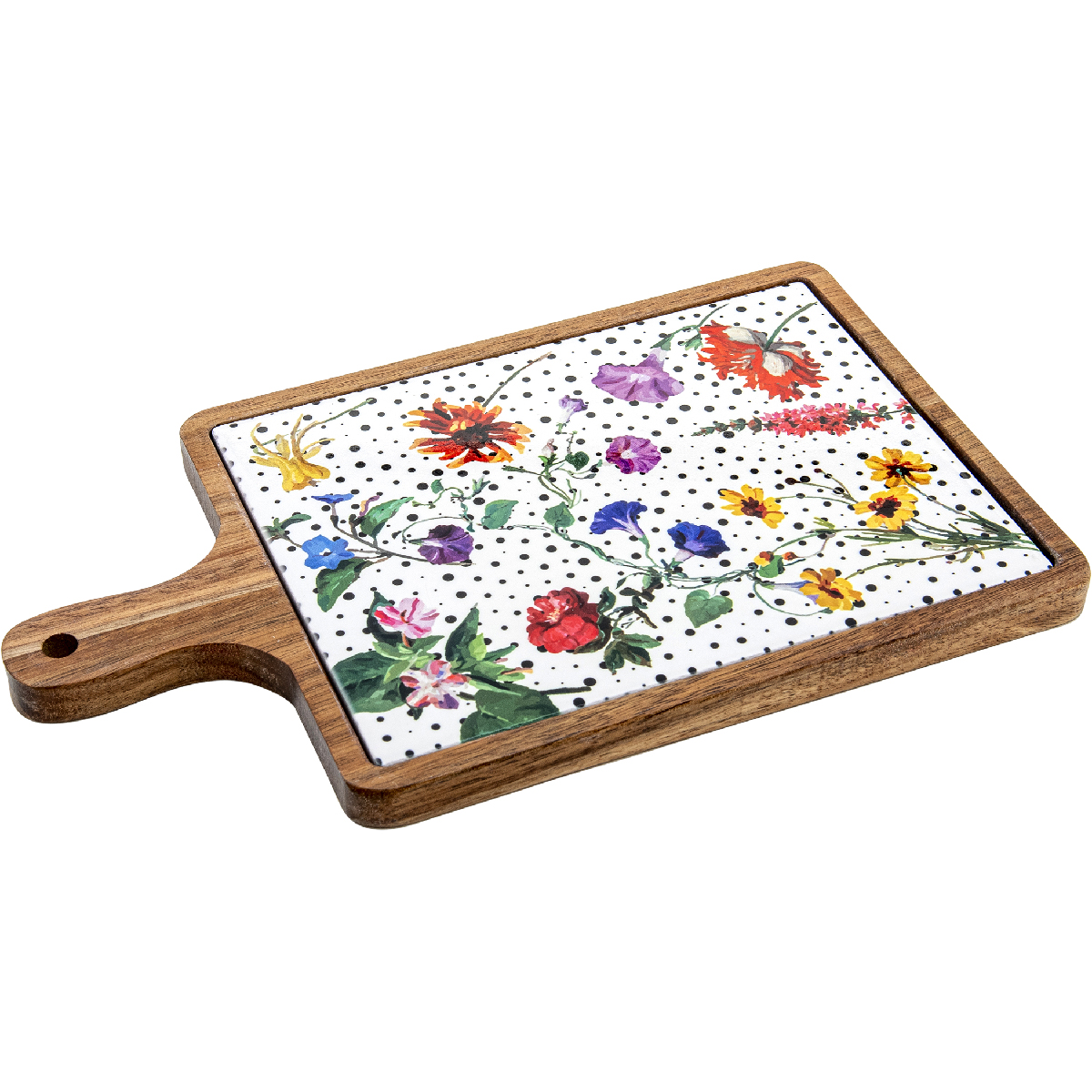 Käsebrett mit Holzsockel und Keramikeinsatz 29 x 17 cm - Flor