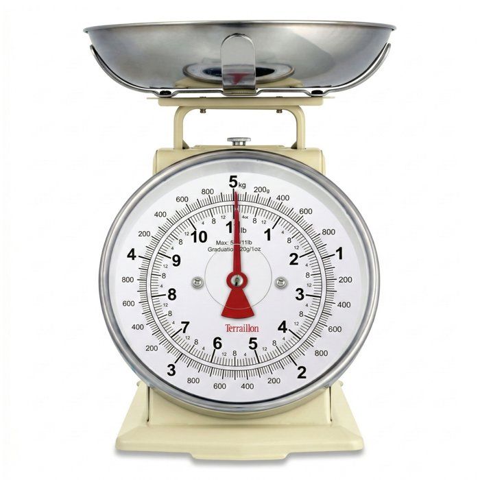 Mechanische Küchenwaage - TERRAILLON - TRAD 500 Cream - Fassungsvermögen 5 kg - Retro-Stil - Tablett 1 L