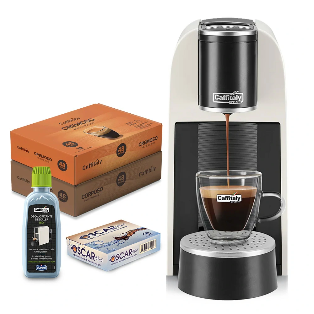 Caffitaly Arka Macchina da caffè con 96 capsule e kit pulizia - Bianca