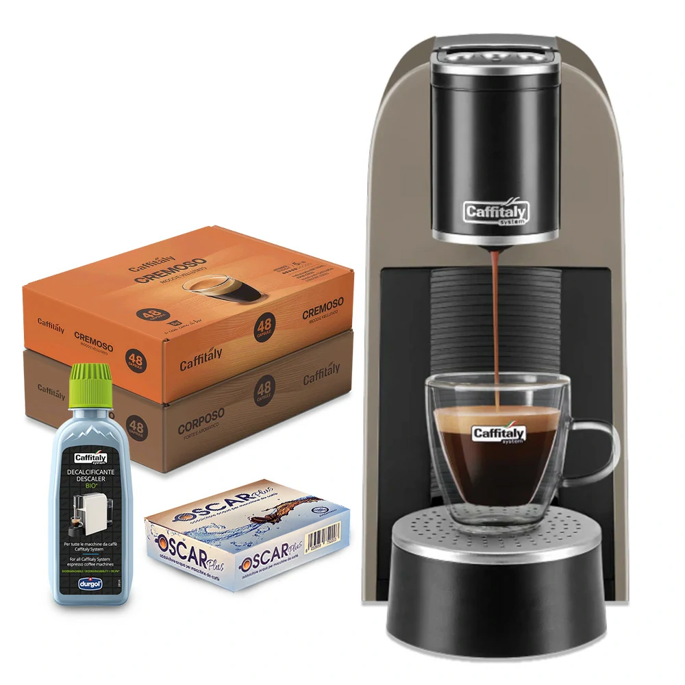 Caffitaly Arka Macchina da caffè con 96 capsule e kit pulizia - Desert Taupe