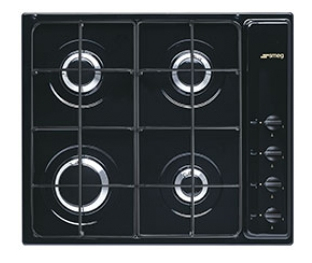 Smeg S64SN 4-Flammen-Gasherd, 60 cm, Schwarz