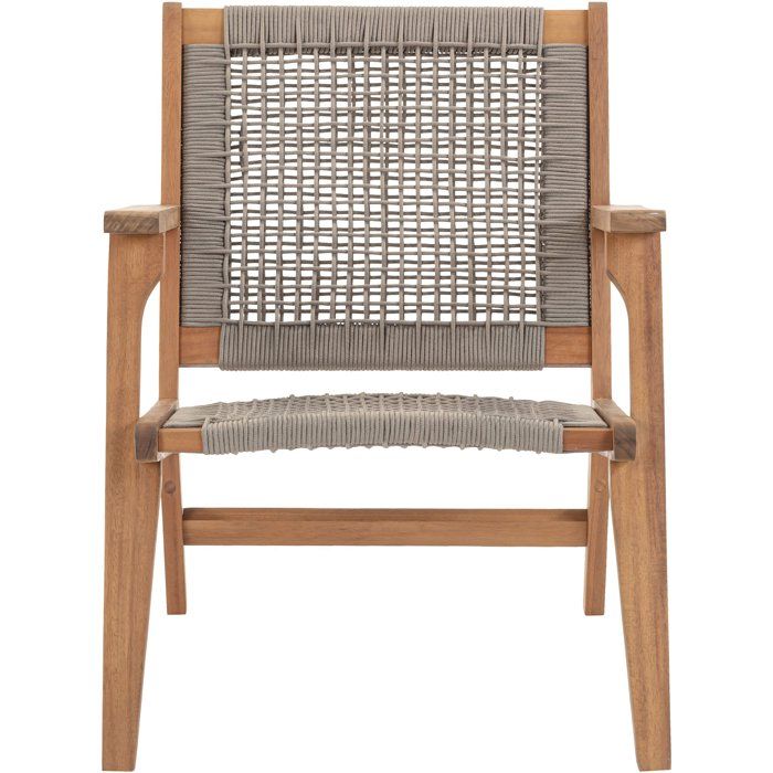 Niedriger Sessel aus FSC-Akazienholz und geflochtenem Harz - 1 Person - Merida - Olivgrün