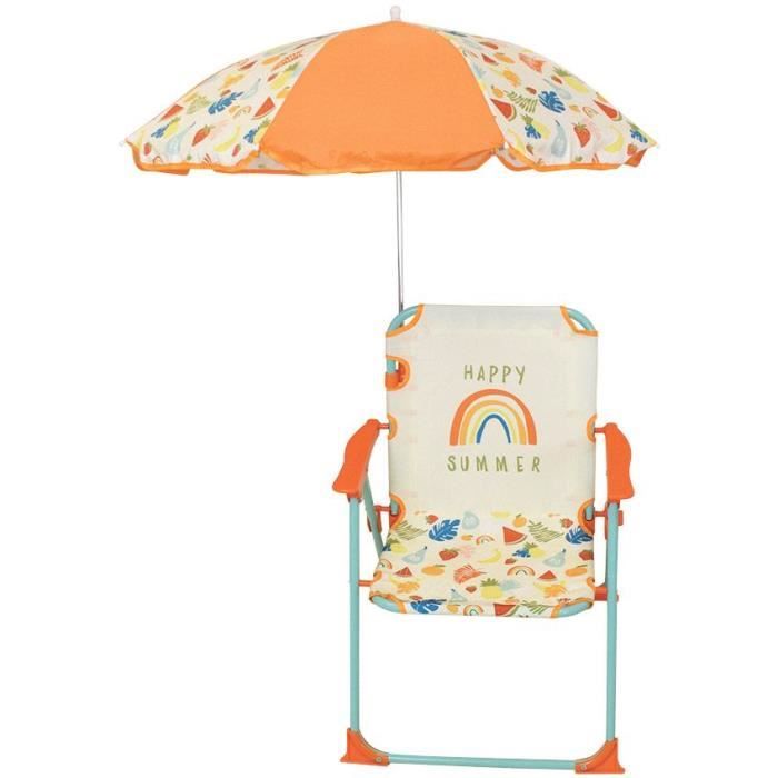 FUN HOUSE Faltbarer Campingstuhl von Fruity mit Sonnenschirm - H.38,5 x L.38,5 x D.37,5 cm + Sonnenschirm ø 65 cm - Für Kinder