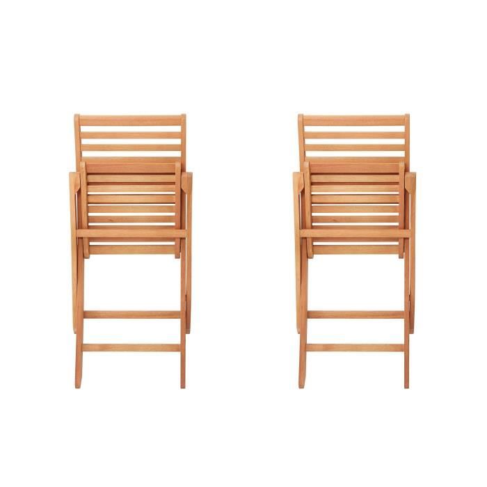 Set aus 2 zusammenklappbaren Gartenstühlen aus FSC-Eukalyptus — 57,5 x 46,5 x 90 cm