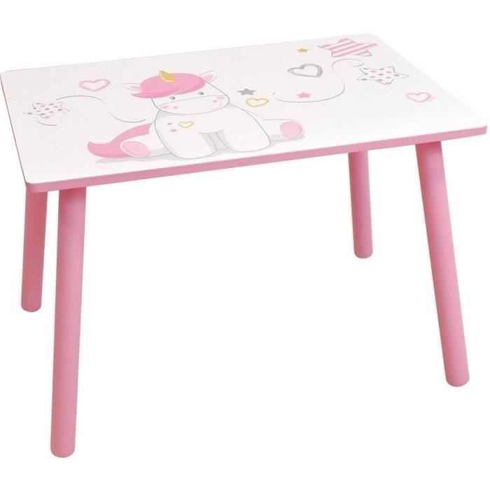 FUN HOUSE - Einhorntisch H 41,5 cm x B 61 cm x T 42 cm mit einem Stuhl H 49,5 cm x B 31 cm x T 31,5 cm für Kinder