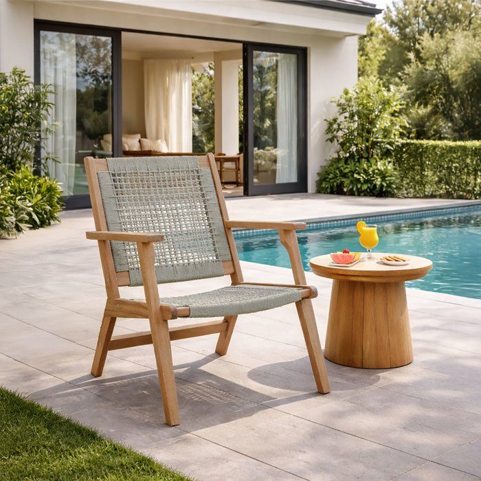 Niedriger Sessel aus FSC-Akazienholz und geflochtenem Harz - 1 Person - Merida - Olivgrün