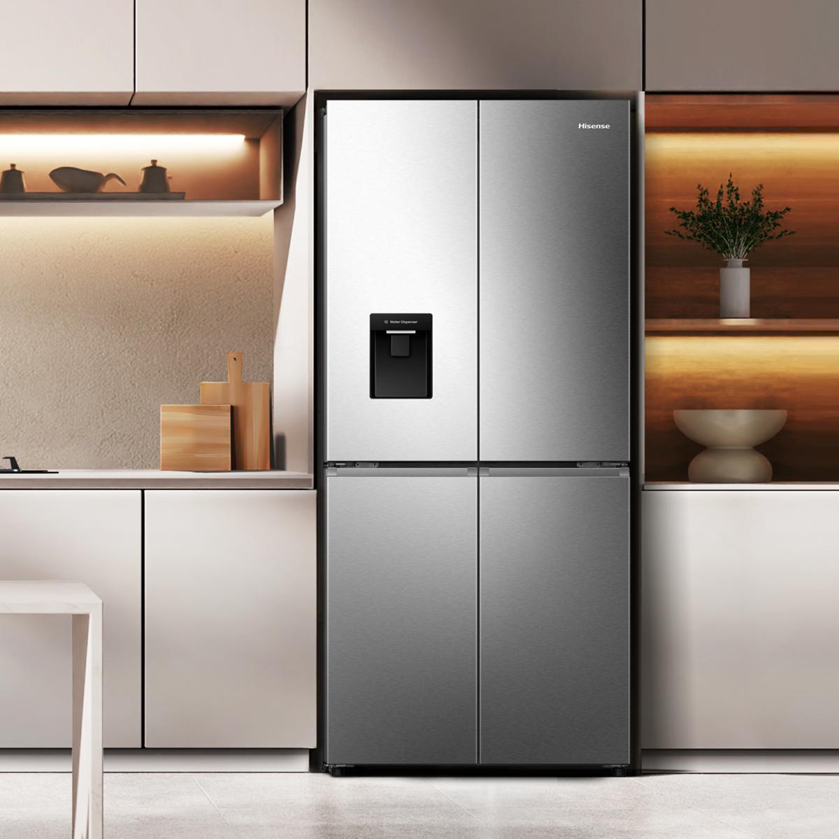 Hisense 4-TÜRER TOTAL NO FROST 460 LT E 79 CM INOX freistehender Kühlschrank RQ5P470SMIE