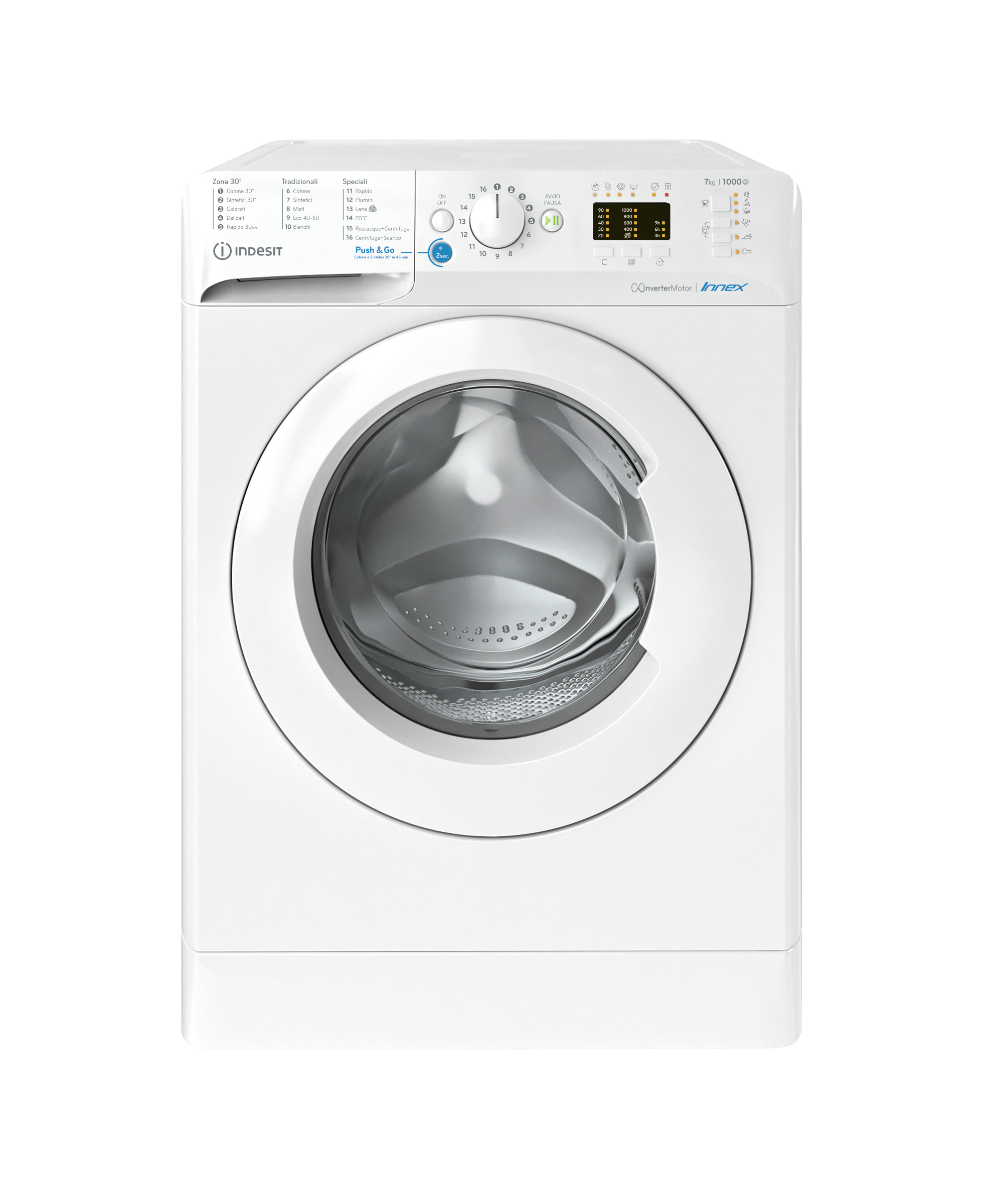 Waschmaschine 7 kg Indesit 1000GIRI LED-DISPLAY BWA 71083X W IT